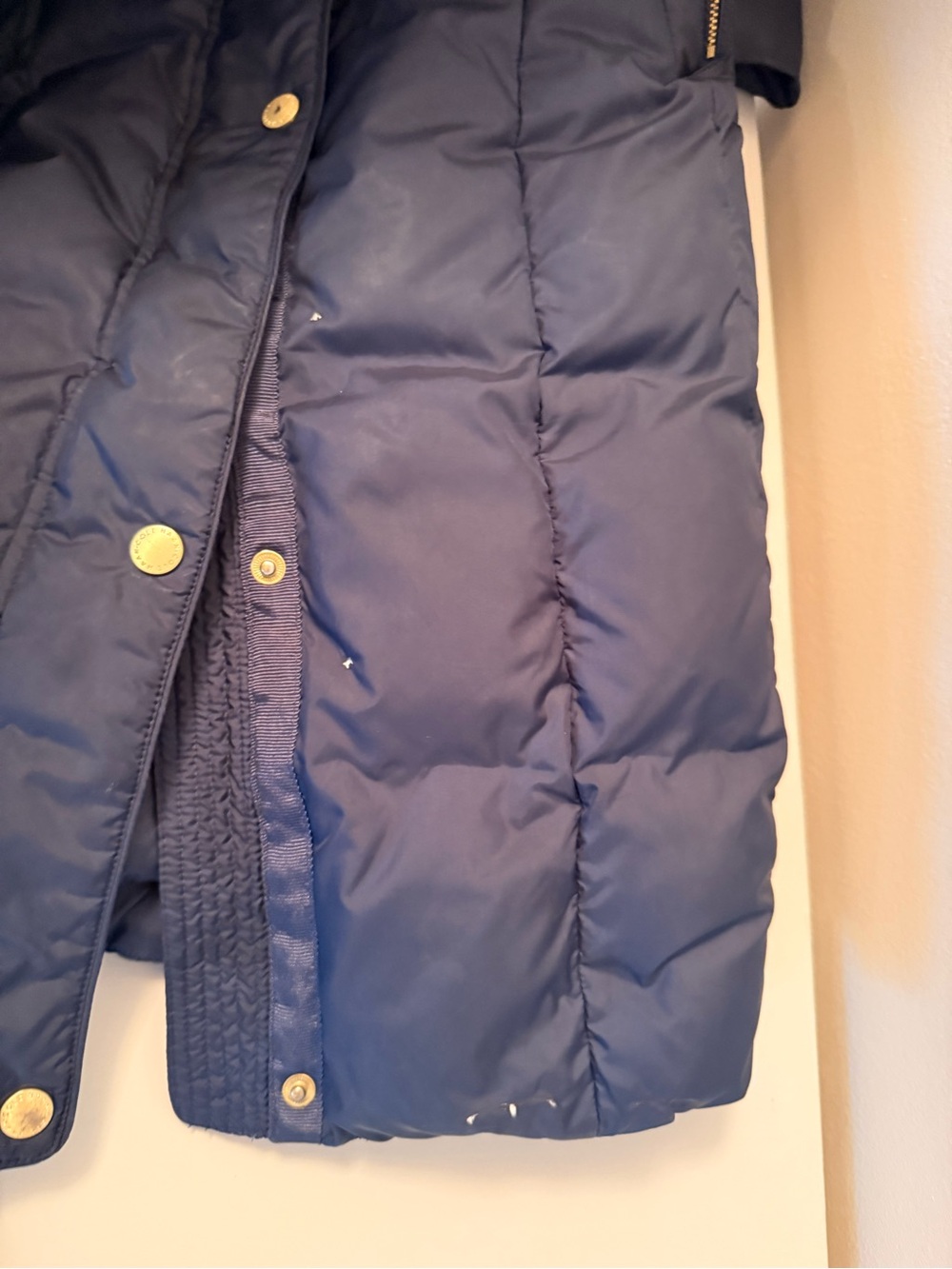 Cole Haan Dark Navy Quilted Long Puffer Coat with High Collar - Picture 8 of 11